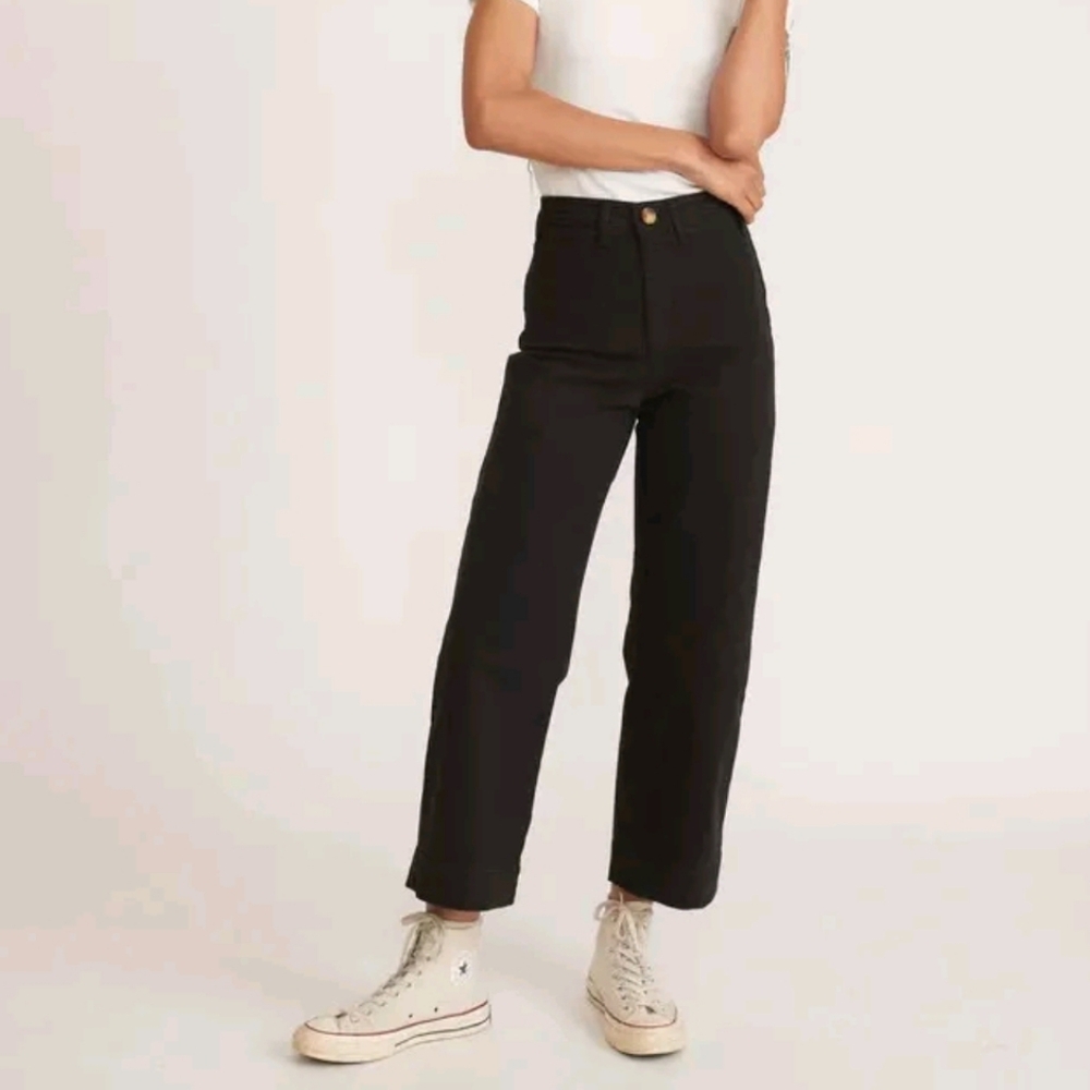 Marine Layer Bridget Wide Leg Crop Pants 4 Faded Black